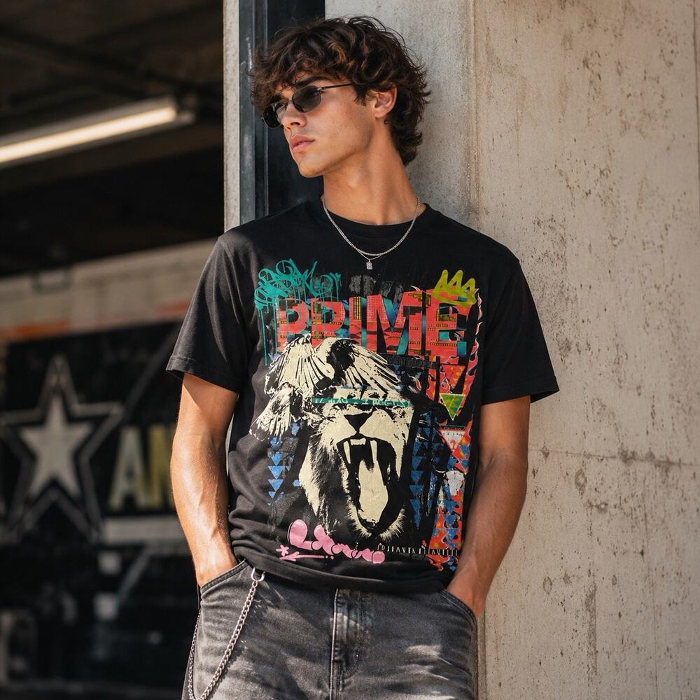 Guess Prime Roaring Lion Graphic Tee Men’s Medium Streetwear Graffiti T-shirt M